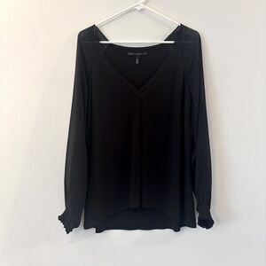 WHBM V-neck Blouse Sheer Sleeves